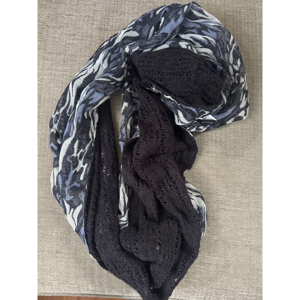Y2k Apt 9 Scarf Knit &‎ Woven Animal Print Blue Black Silver Sparkle Glam 90s